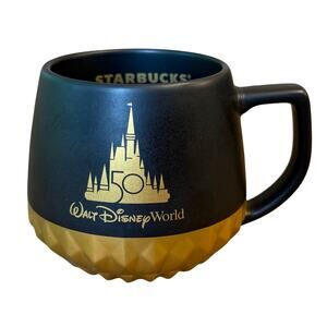 Starbucks x Walt Disney World Mug 50th Anniversary Black Gold Castle Ceramic